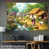 2D Indian Farm Life Backdrop, Traditional Village Scene Party Background