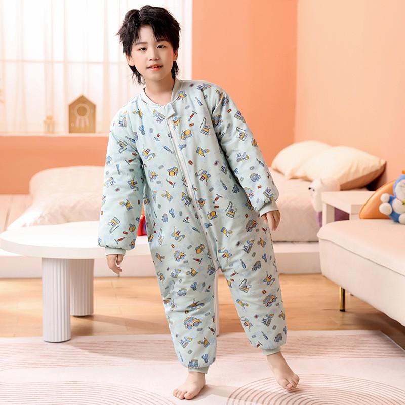 Cotton Warm Toddler Sleepsuit With Legs Boys Girls 3-12 Years Thick Pajama Sleep Bag Winter