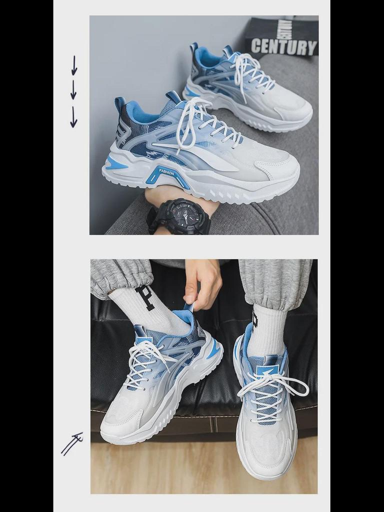 2024 Spring Men's Thick-Soled Trendy Casual Dad Shoes - Versatile, Breathable, and Ideal for Running and Sports.