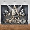 18th  Birthday Partys Decoration Backgound Black Gold Glitter Balloon Banner Women Men Boys Girls Bar Mitzvah Photography Props