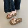 Zweifarbige Blumen-Plateau-Slipper Damenmode Außenbekleidung Flacher Boden Rutschfest Vielseitig Studentenmode Strand Cool Slipper