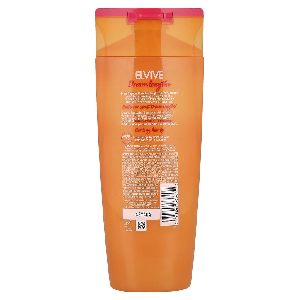L'Oréal, Elvive, Dream Length, Restore Shampoo, Long and Damaged Hair, 375 Ml (12.6 Fl Oz)