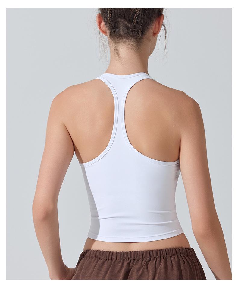 Women's Shockproof Racerback Sports Bra - Antibacterial, Wide Strap, Backless Design for Running & Yoga