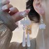 New Chinese Lotus Water Drop Pendent Long Delicate Tassel Dangle National Luxury Earring for Women Jewelry Gift