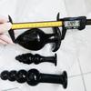 VaHppy Black Glass Anal Plugs 3pcs 3.4/4.9/6.5cm SM BDSM Adult Products Gay Anal Masturbation Expansion Sex Toys Pulling Beads
