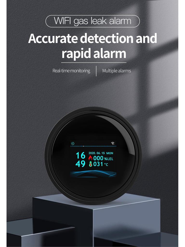 TUYA WiFi Gas Leak Alarm with Remote Notification and Control Valve Shut-off