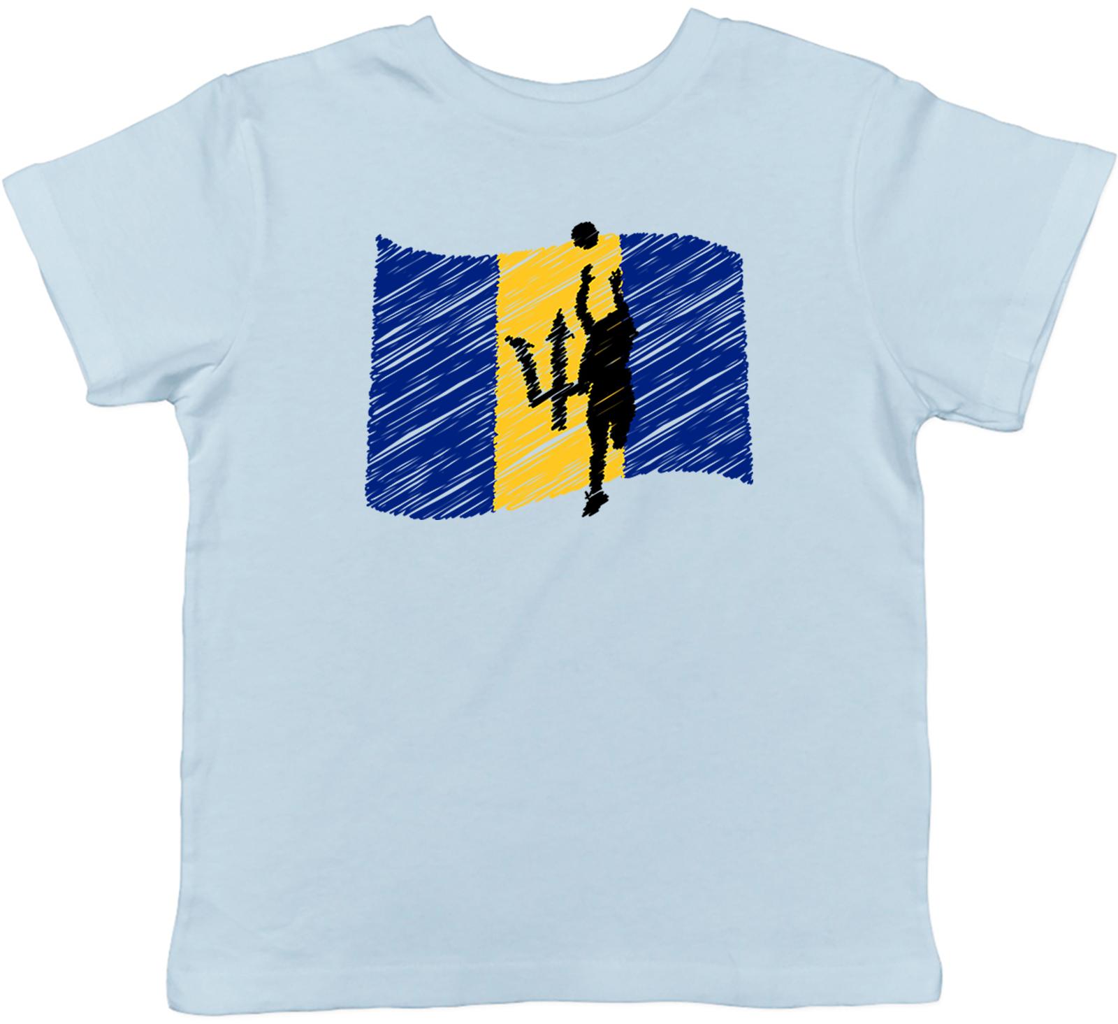 Netball Barbados Flag Childrens Kids T-Shirt Boys Girls 160