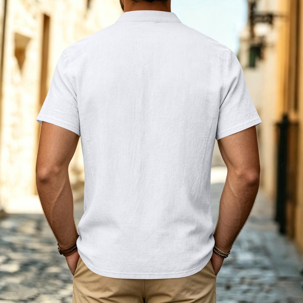 Men's Linen Short Sleeve T-Shirt Casual Summer Top for Everyday Wear