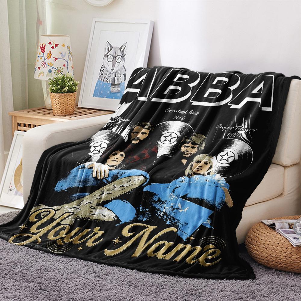 1PC Custom Name ABBA The Movie Patterned Flannel Blanket Suitable For All Seasons for Home Decor Warmth and Comfort Gifts Holiday Present -HE7