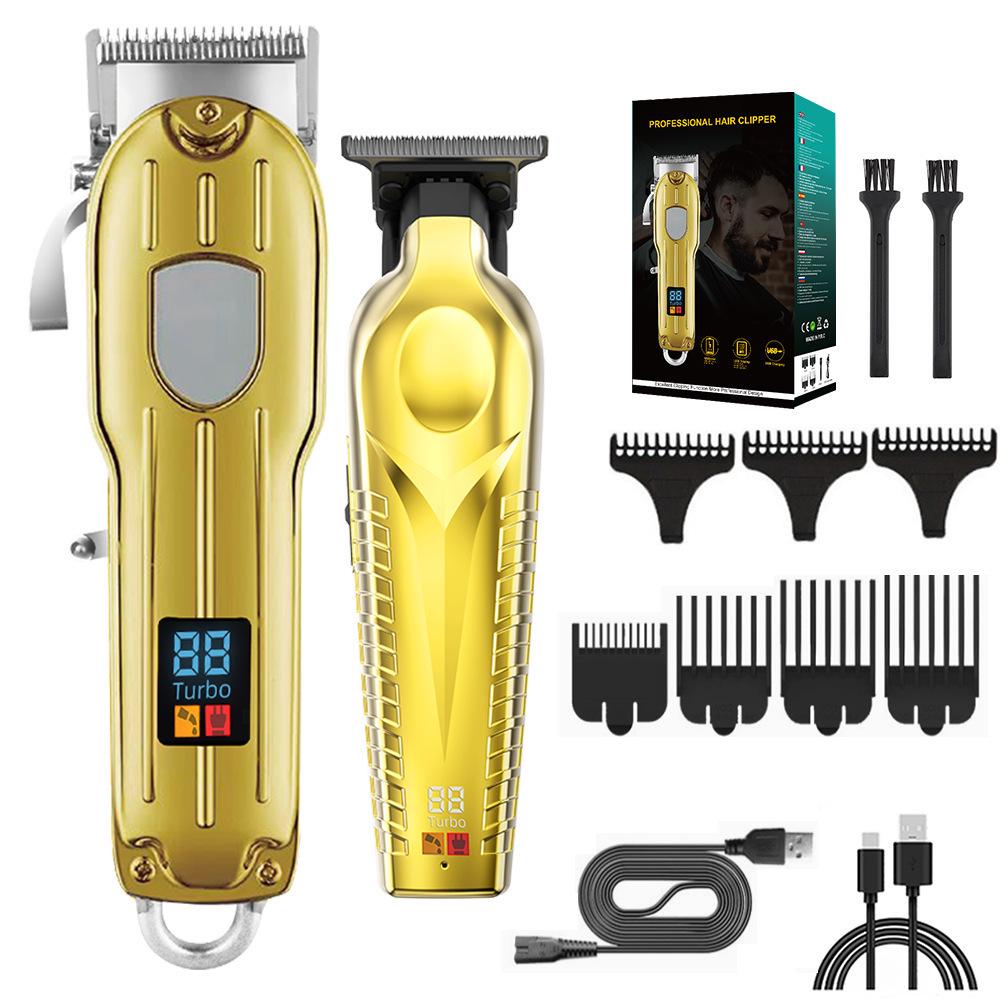 Parent-Child LCD Hair Clippers Set with Digital Display - Long-Lasting Battery Electric Trimmer and Shaver for Home Use