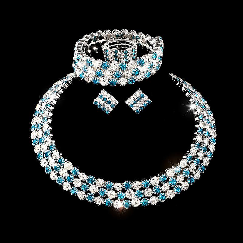 Bridal Wedding Jewelry Bright Diamond Zircon Ring Bracelet Necklace Earrings Four-piece Female