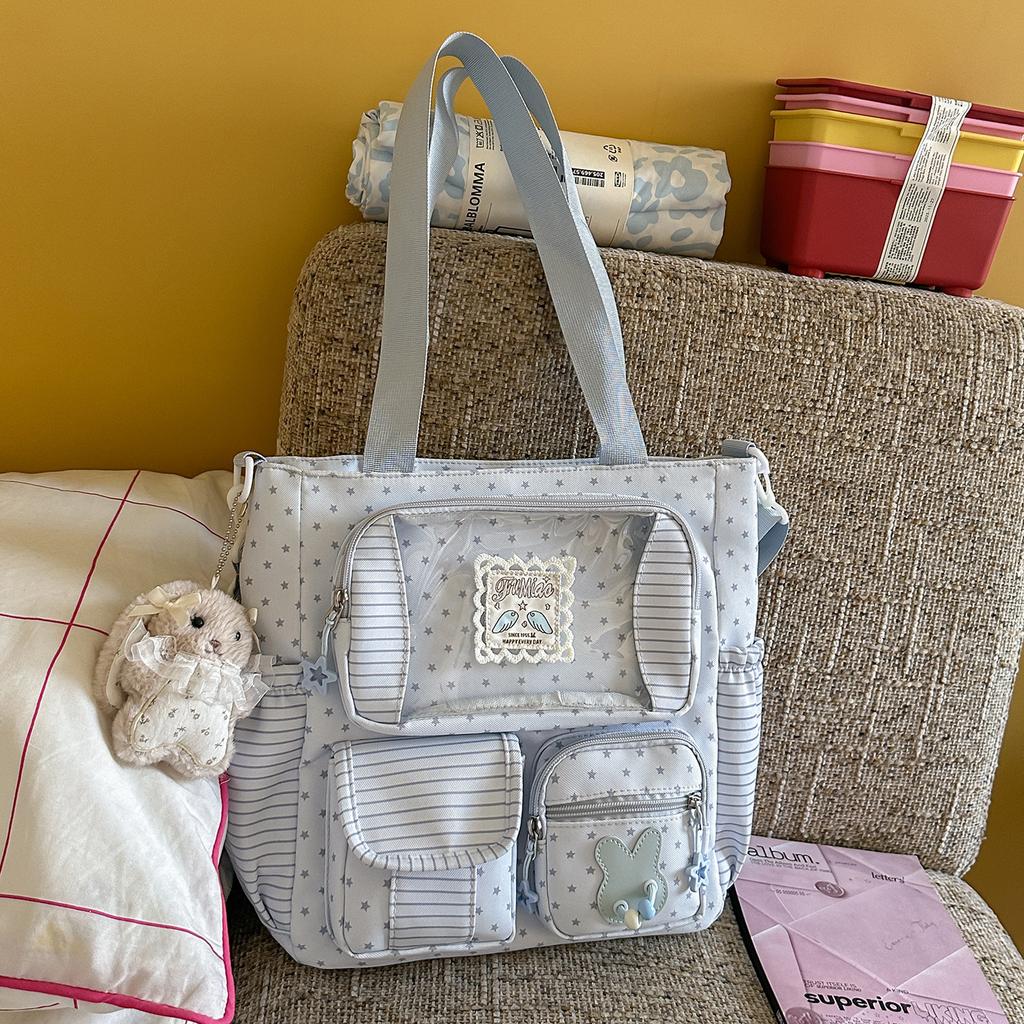 Schoolbag Vitality Soft Fog Powder Lace Polka Dot Girl Backpack Girlfriend Daily Class Junior High School Travel Sweet Backpack