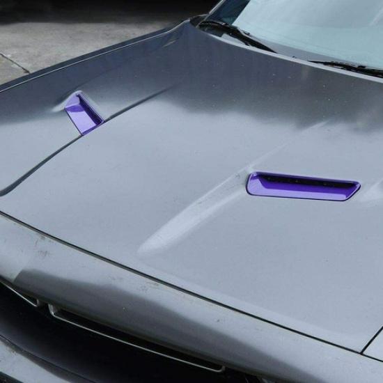 2X Purple Hood Scoop Decor Air Vent Wing Trim Cover for 2015-20 Dodge Challenger