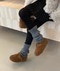 2025 New Belt Buckle Thick-soled Imitation Lamb Wool Cotton Slippers Outer Wear Bag Head Fluff Half-drag Warm Women's Shoes Slippers