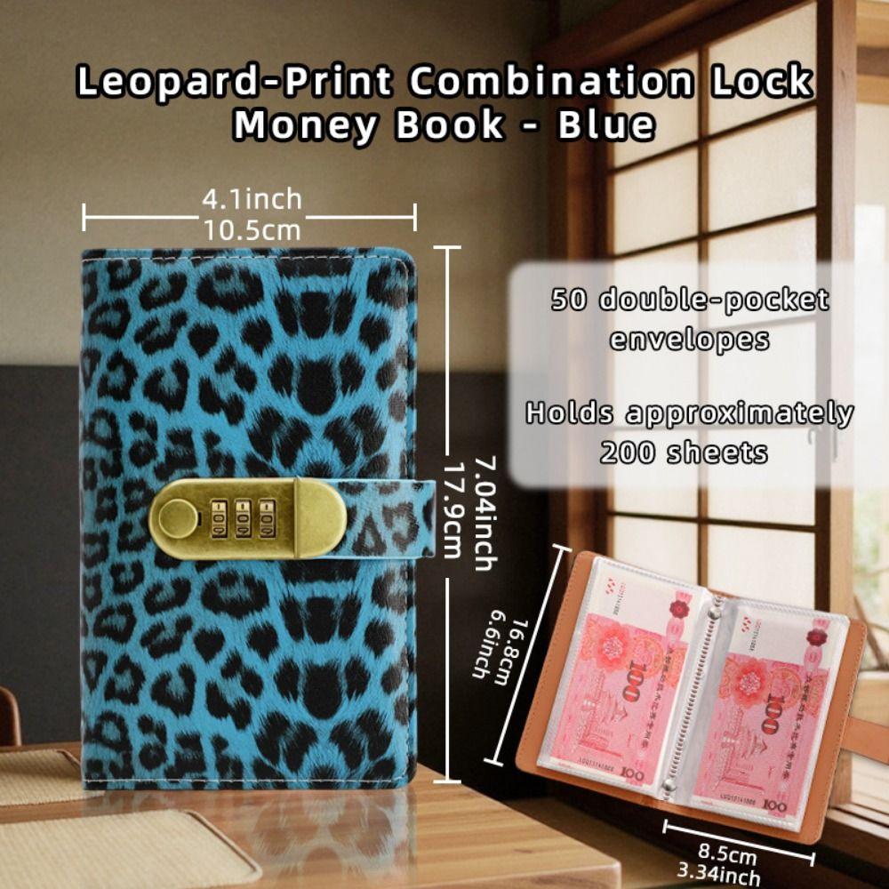 Leopard print Money Saving Binder Savings Wallet Notebook Office Stationery Supplies