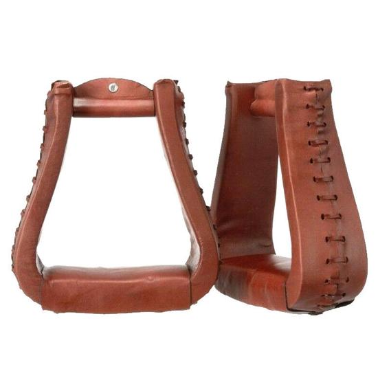 Horse Western Stirrups Saddle Tack Floral Handmade Tooled Leather Covered Pair