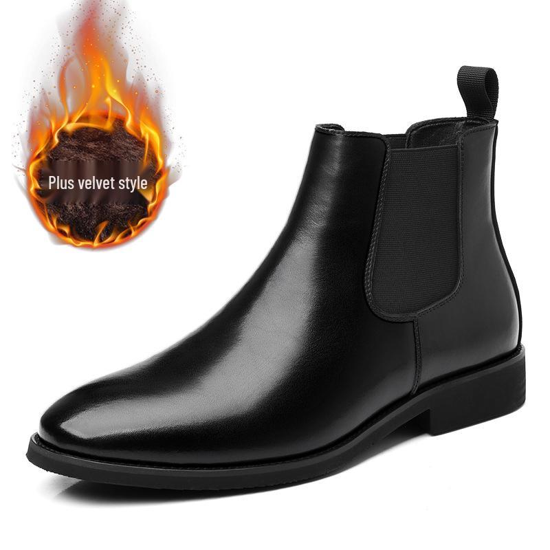 Men's British Retro Chelsea Velvet Leather Short Boots - Large Sizes Available