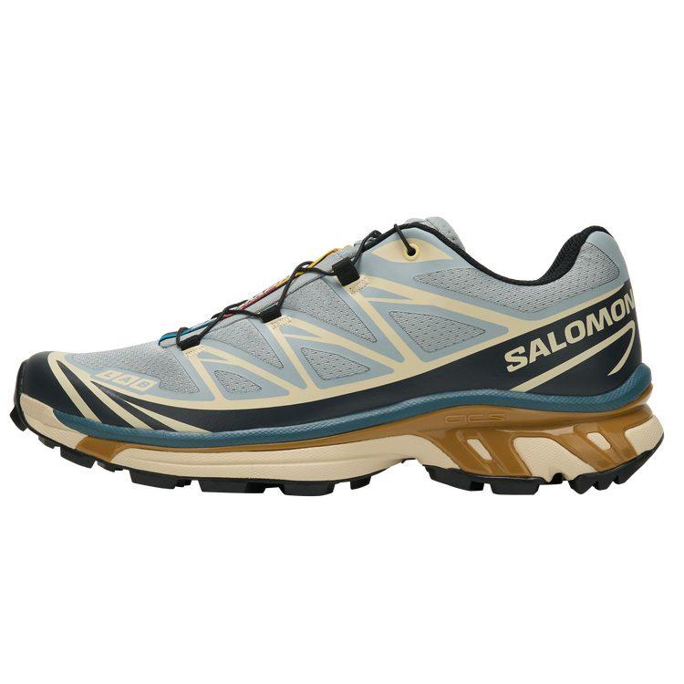 SALOMON XT 6 Tênis de Corrida Respiráveis Unissex Areia do Deserto Cinza Areia Amarelo Pinheiro Seco Amarelo Névoa Azul L49258100