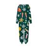 Christmas Print Family Matching Hooded Long Sleeved Zippered Jumpsuit Set
