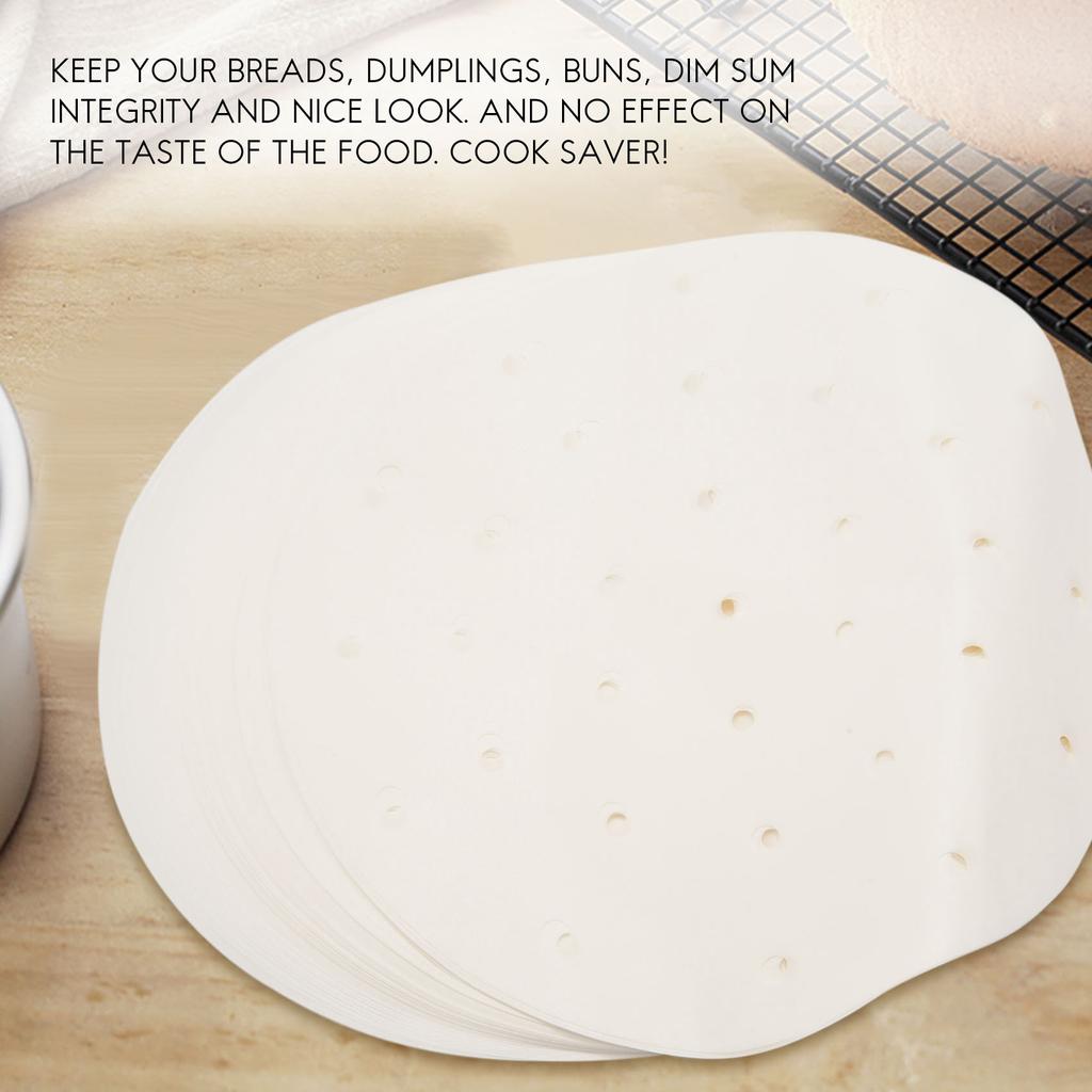 M-Modern-100Pcs Air Fryer Liners, 9Inch Bamboo Steamer Liners, Premium Perforated Parchment Steaming Papers, Non-Stick Steamer M