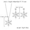 Christmas Full Rhinestone Snowflake Stud Earrings for Women Girls Exquisite Pendant Necklace Fashion Wedding Party Jewelry Set