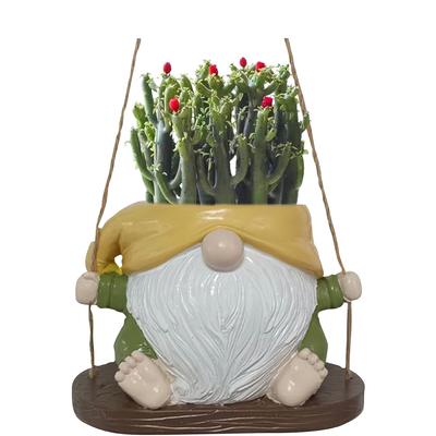 Swing Gnome Planter Resin Hanging Dwarf Planter Creative Dwarf Flower Container for Indoor Outdoor Plant