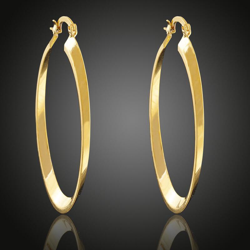 14K Gold Plated Oval Hoop Drop Earrings for Women Wedding Elegant Jewelry Gifts