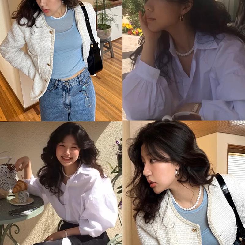 Elegant French Retro Horseshoe & Shell Beaded Choker Necklace for Women