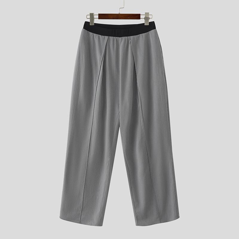 

INCERUN Мужские повседневные длинные прямые брюки со швами и эластичной талией 4XL серый