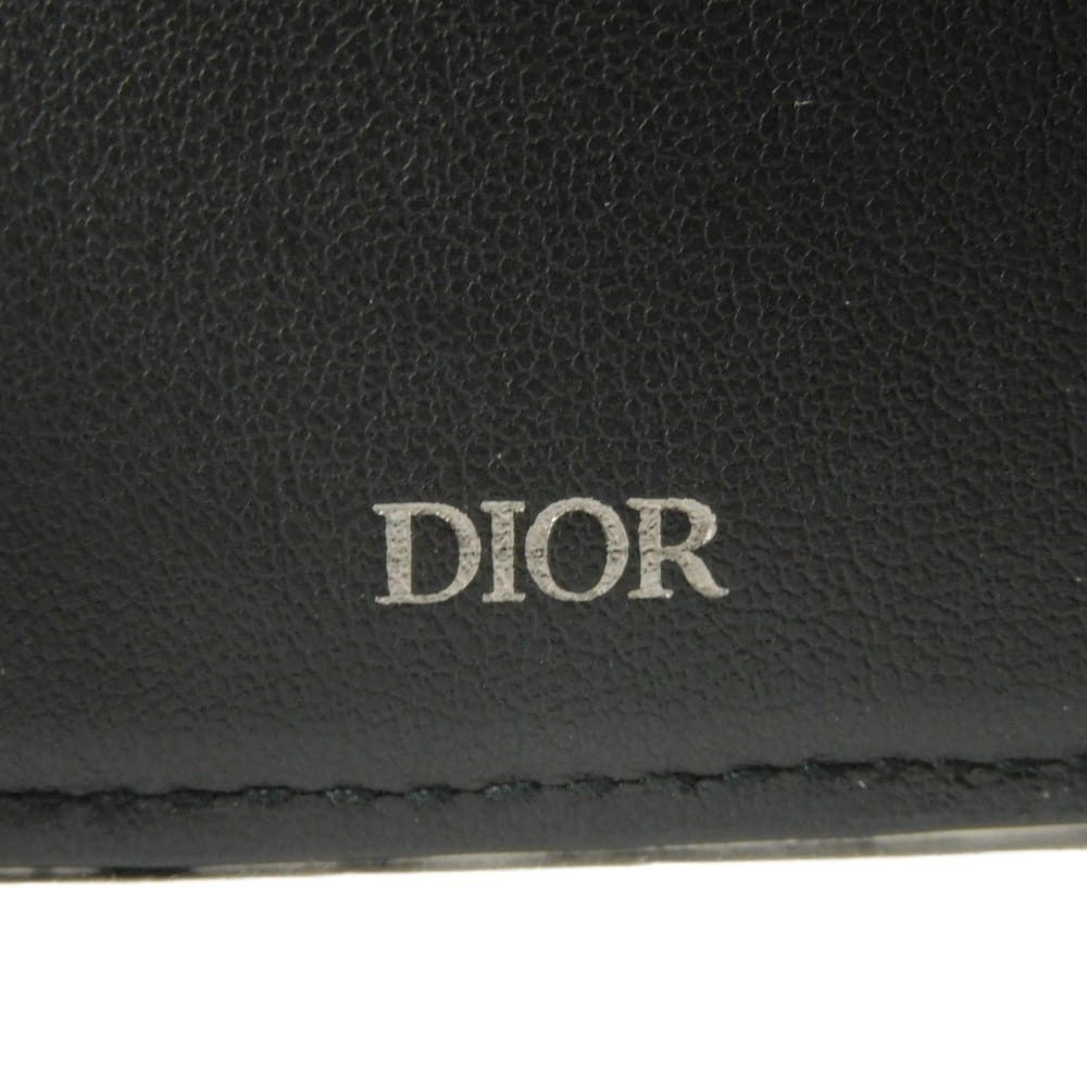 Used 10656 Saddle Vertical Card Holder 2ADCH169YKS_H03E 7946 Logo Metal Oblique Jacquard Black Men's from Japan