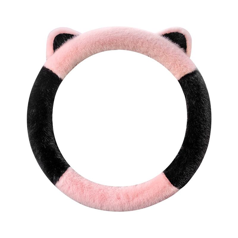 Winter Plush Thickened Cat's Ears Steering Wheel Cover Cute Cat-Ear Shaped Protective Car Steering Wheels & Accessories