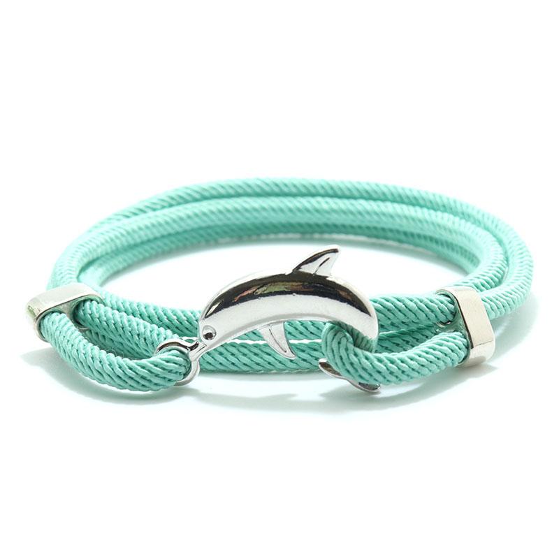 New Dolphin Bracelet Men 4mm Nylon Cord Chain Braclet Homme Bohemia Woven Adjustable Braslet Beach Leisure Accessories Pulseira