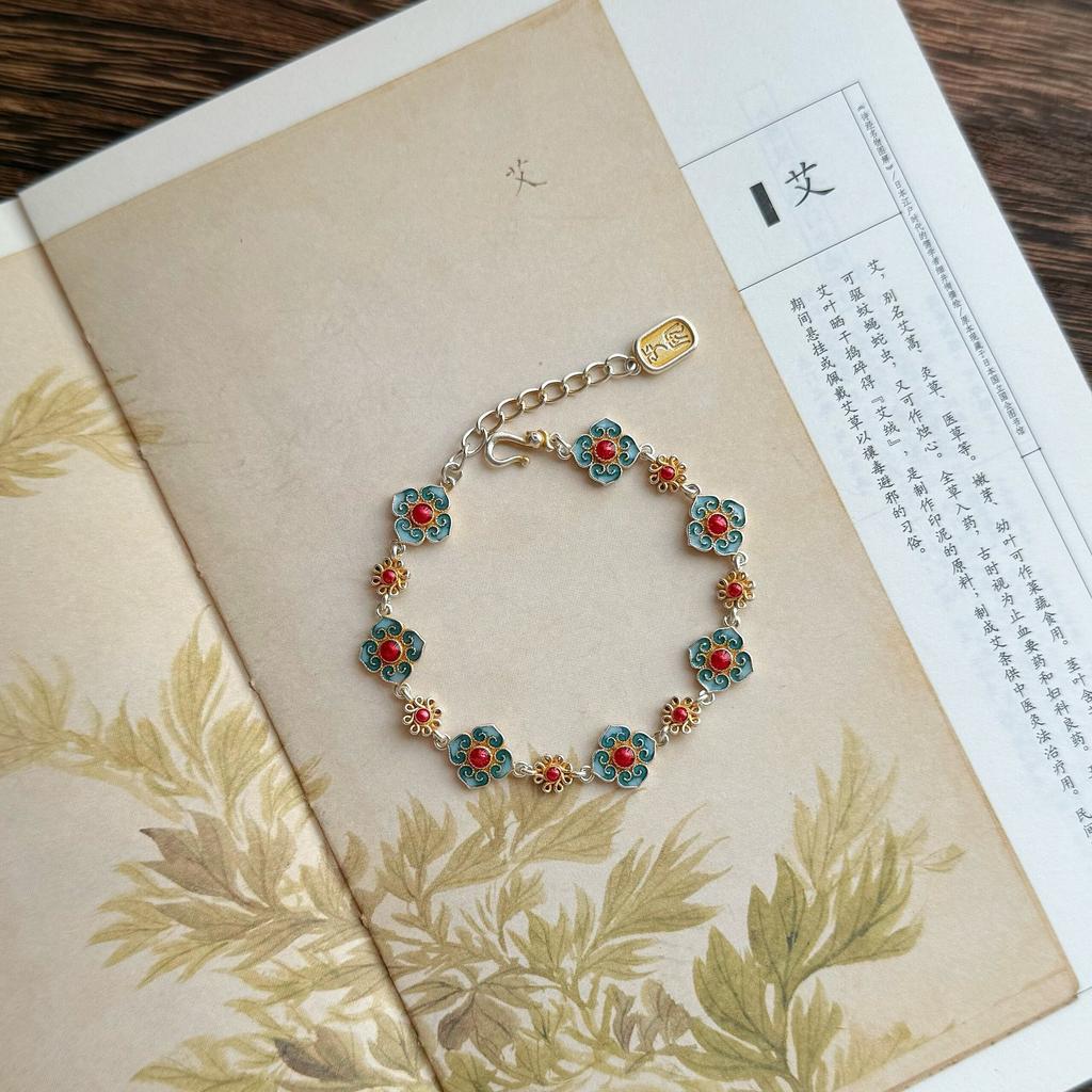 New Chinese Style Gold-painted Four-leaf Clover Antique-style Bracelet Gift