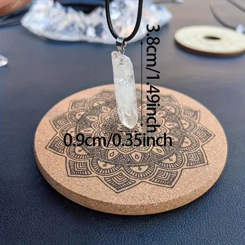 Natural White Irregular Crystal Hexagonal Prism Pendant Necklace