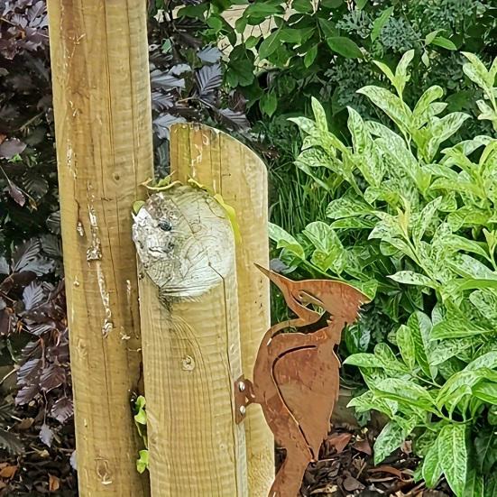 2 Stück Specht Gartenstatue Schmiedeeisen Silhouette Kunst für Außendekor Einfache Installation Baumschmuck für Garten Balkon Hof