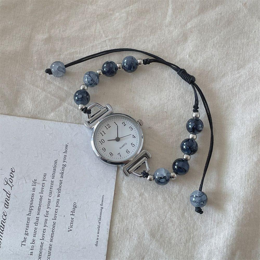 Woven Watch Girls Bracelet Watch Niche Light Luxury Chic Versatile Camellia Beaded Watch 1PC