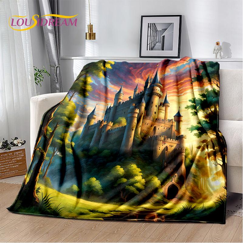 Fairyland Fairy Tale Castle Mysterious Gothic Dream Cartoon Soft Blanket,Soft Throw Blanket for Home Bedroom Bed Sofa Child Gift