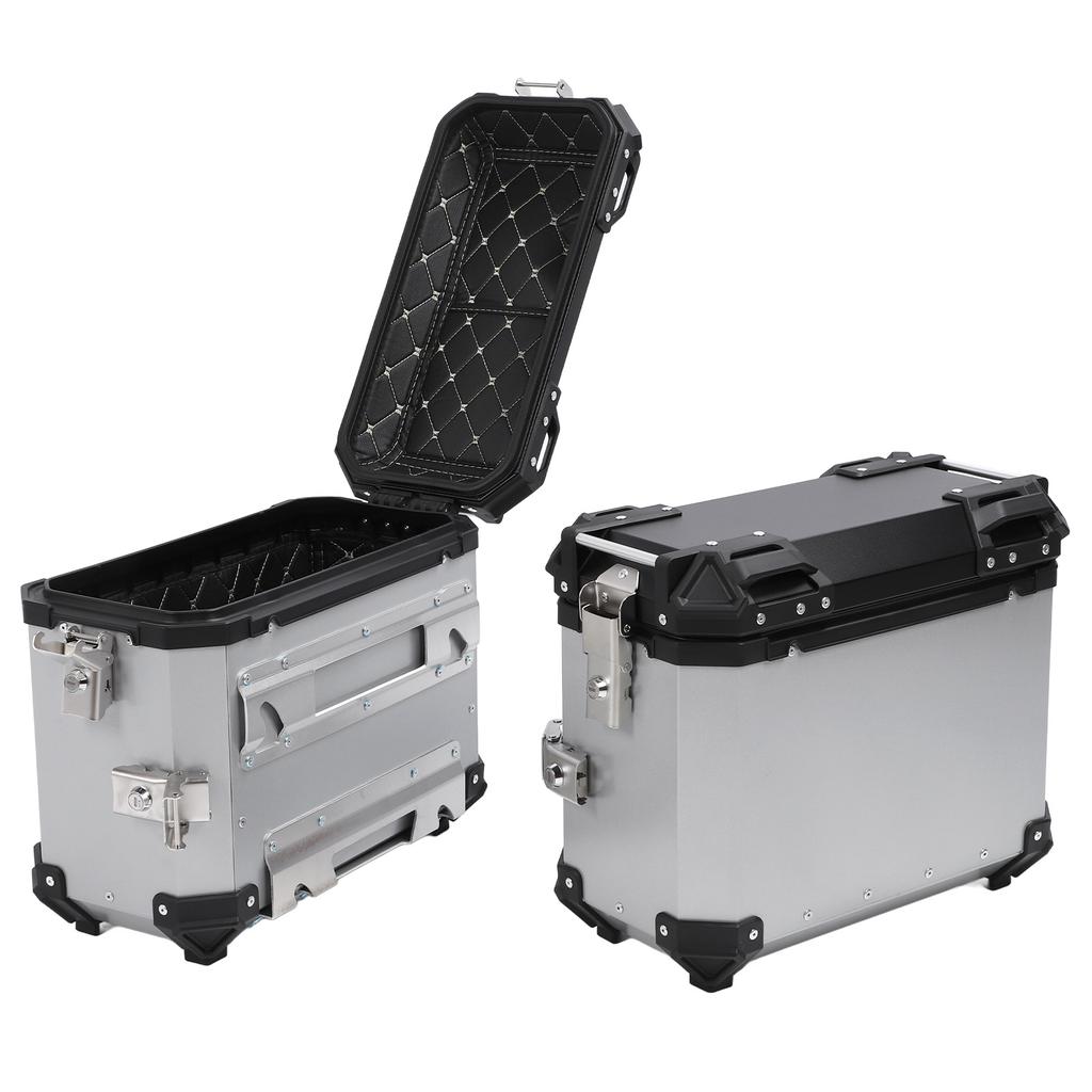35L Motorcycle Side Case Aluminium Alloy Motorbike Hard Side Saddlebag Box with   Lock Mounting Bracket for Riding Gear Helmet