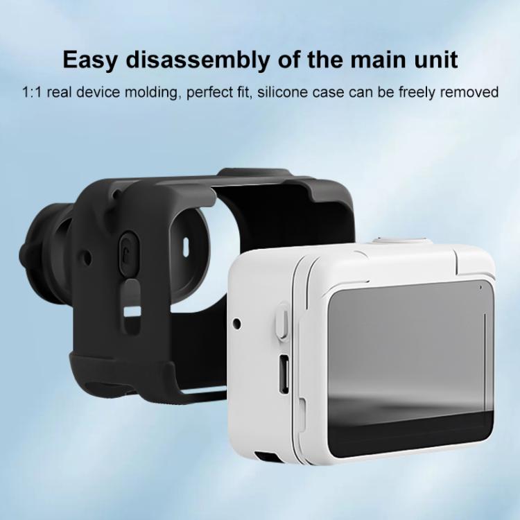 

For Insta360 GO 3S PULUZ Camera Charging Box Silicone Cover with Lens Cap & Strap (Black) чёрный