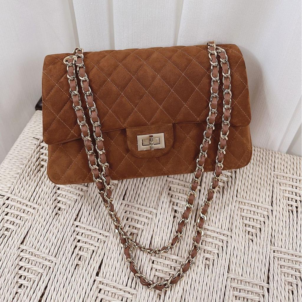 Matná semišová taška na reťazke, dámska taška na jedno rameno z pravej kože v tvare diamantu, prémiový vzhľad, malá štvorcová crossbody taška Tonle