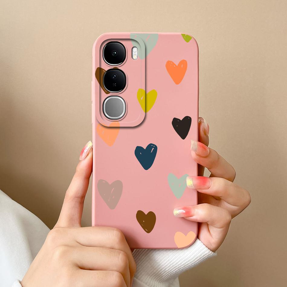 For Vivo V40 Lite V40SE Y200 Y300 Case Simple Heart Liquid Silicone Camera Protection Back Cover For Vivo V 40 Lite V40 SE Funda