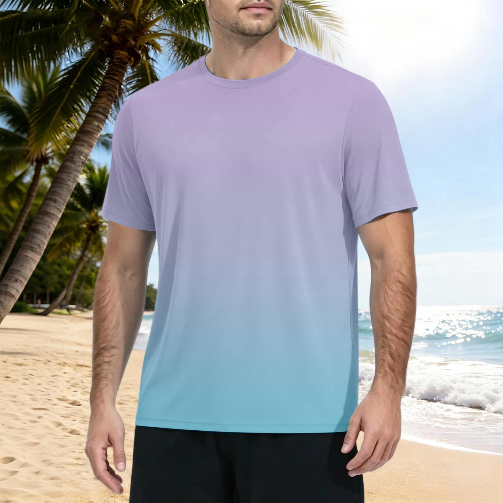 

Mens Short Sleeve Crew Neck Gradient Print T Shirt Soft Lightweight Casual Fit Top for Everyday Wear XL