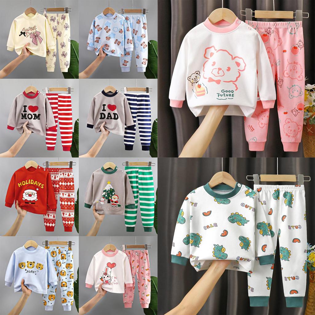 Neue Kinder Jungen Mädchen Reine Baumwolle Pyjamas Niedlichen Cartoon Langarm Pyjamas Kleinkind Baby Herbst Nachtwäsche Kinder Kleidung Sets