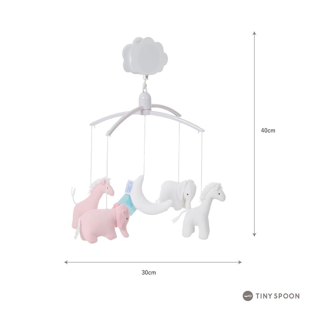 Traseria Merry Animal Moon Spieluhr für Kinderbett, Spielzeug, Baby, fröhliches Baby-Geschenk [Bett (Rosa)] Handaufzug