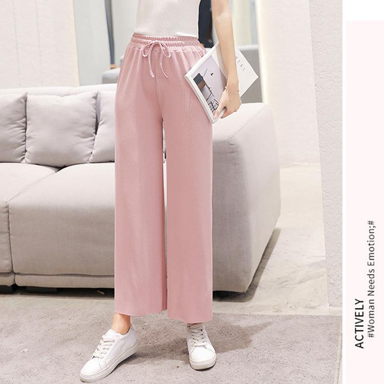 Women's Wide Leg Pants Elastic High Waist Trousers Casual Jogging Bottoms