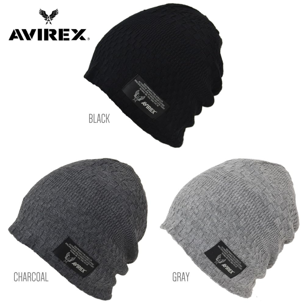 Avirex Knit Cap Beanie Gray (Type A, (Jacquard Knit))