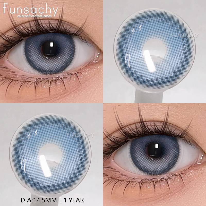 

FUNSACHY 2 шт. Синие контактные линзы для глаз, натуральная красота, цветные линзы, косметика для учеников, ежегодное использование