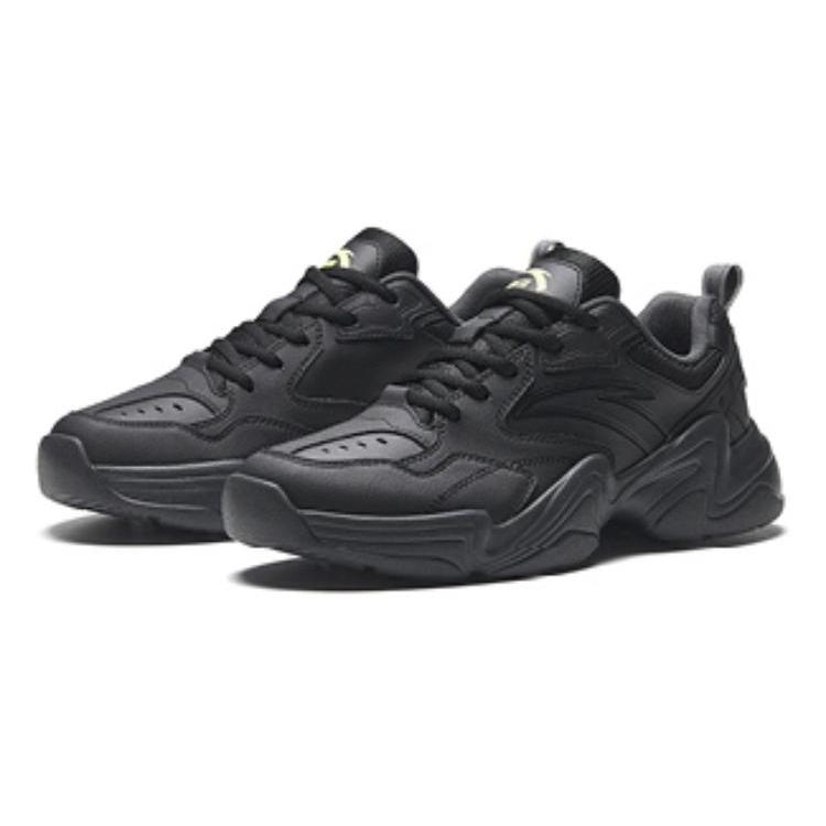 Anta Little Walker Abrasion Resistant Low Top Chunky Sneakers Men's Black 112338813-6