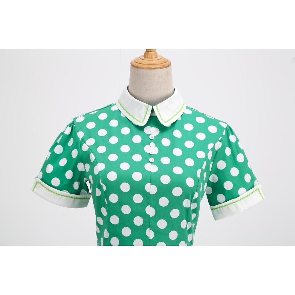 Vintage Polka Dot Printed Dresses for Women Summer Elegant Swing Rockabilly Party A Line Dress Ladies Midi Vestidos