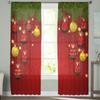 Christmas Balls And Fir Tree Branches Tulle Curtains For Living Room Bedroom Chiffon Sheer Voile Kitchen Curtain